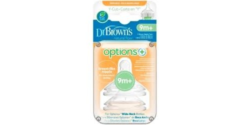 Tetina silicona boca ancha cereales options+ - dr brown´s natural flow (2 unidades)