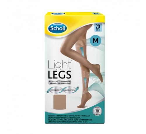 Medias e.t. cint comp ligera 20 den - scholl light legs (carne t- media)