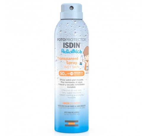 Isdin fotoprotector pediatrics transparent spray wet skin spf 50 (1 envase 250 ml)