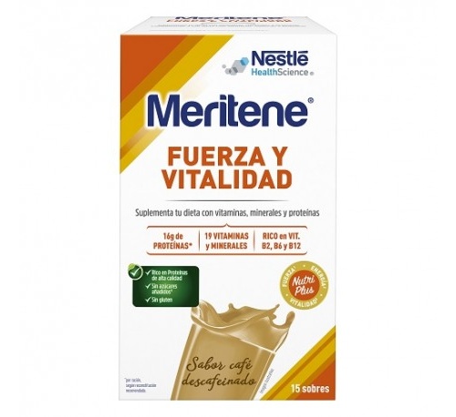 Meritene fuerza y vitalidad batido  15 sobres 30 g sabor cafe descafeinado