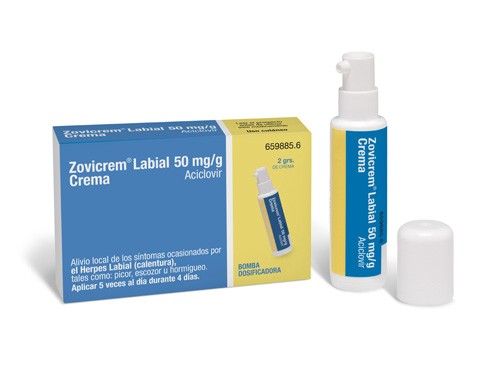 ZOVICREM LABIAL 50 mg/g CREMA, 1 frasco de 2 g