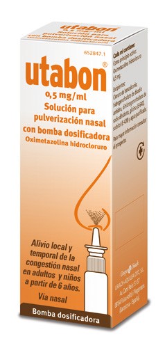 UTABON 0,5 mg/ml SOLUCION PARA PULVERIZACION NASAL CON BOMBA DOSIFICADORA, 1 envase pulverizador de 