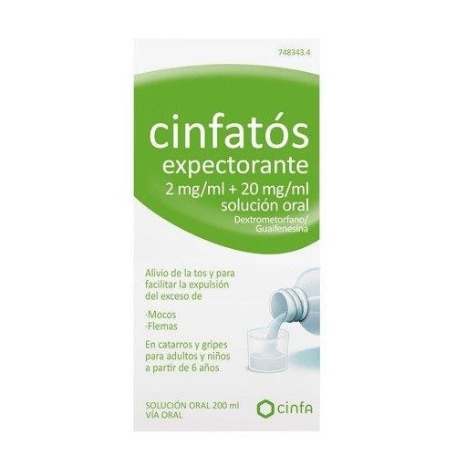 CINFATOS EXPECTORANTE 2 mg/ml + 20 mg/ml SOLUCION ORAL, 1 frasco de 200 ml