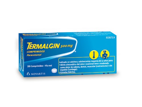 TERMALGIN 500 mg COMPRIMIDOS, 20 comprimidos