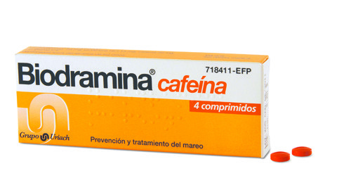 BIODRAMINA CAFEINA COMPRIMIDOS RECUBIERTOS , 4 comprimidos