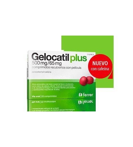 GELOCATIL PLUS 500 MG/65 MG COMPRIMIDOS RECUBIERTOS CON PELICULA, 20 comprimidos