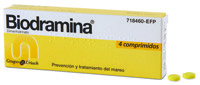 BIODRAMINA 50 mg COMPRIMIDOS , 4 comprimidos