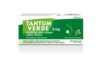 TANTUM VERDE 3 mg PASTILLAS PARA CHUPAR SABOR MENTA, 20 pastillas (PE/Papel/Al)